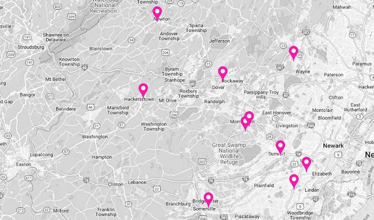Mammography locations map.