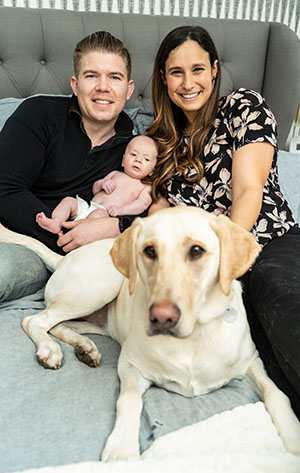 Emily and Alexander with their son Jackson and dog Cashew.