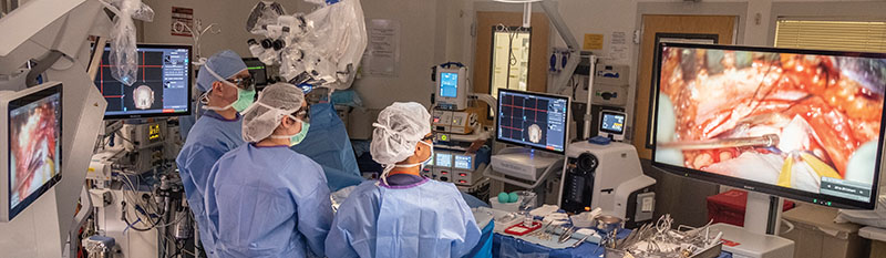 Using revolutionary, game-changing technology – along with 3D glasses, high-definition monitors and a robotic exoscope – the entire surgical team can now see the minute inner workings of the brain with pinpoint accuracy