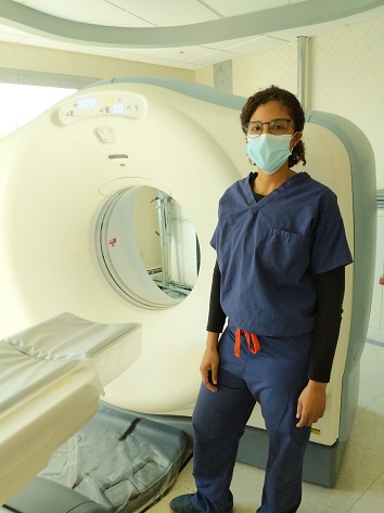 Yahaira Abreu-Rosario, radiologic technologist, is participating in the tech school to be certified as a CT technologist.