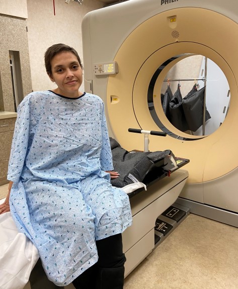 Natalie before a MRI scan at Overlook Medical Center