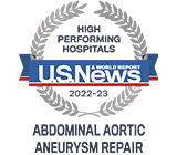Recognized as a High Performing Hospital for Abdominal Aortic Aneurysm Repair by US News