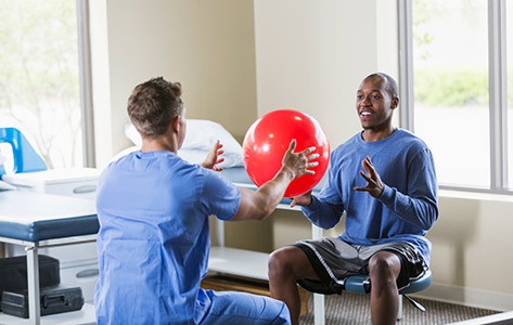 Sports rehabilitation using medicine ball