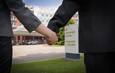 Holding hands at Morristown Medical Center