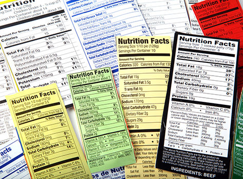 A pile of nutritional labels show which foods are best and worst for the heart.