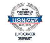Morristown Medical Center recognized as a high performing hospital for lung cancer surgery by U.S. News. 