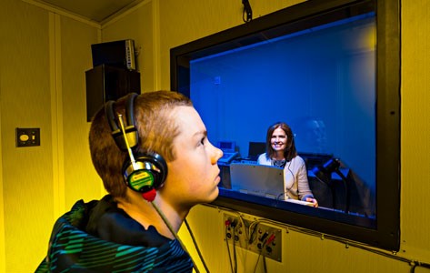 Young patient undergoing a hearing test