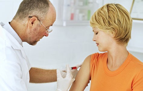 Employee receiving On-Site Flu Vaccination