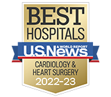 Insignia de U.S. News & World Report para la clasificación nacional en cardiología y cirugía cardíaca.