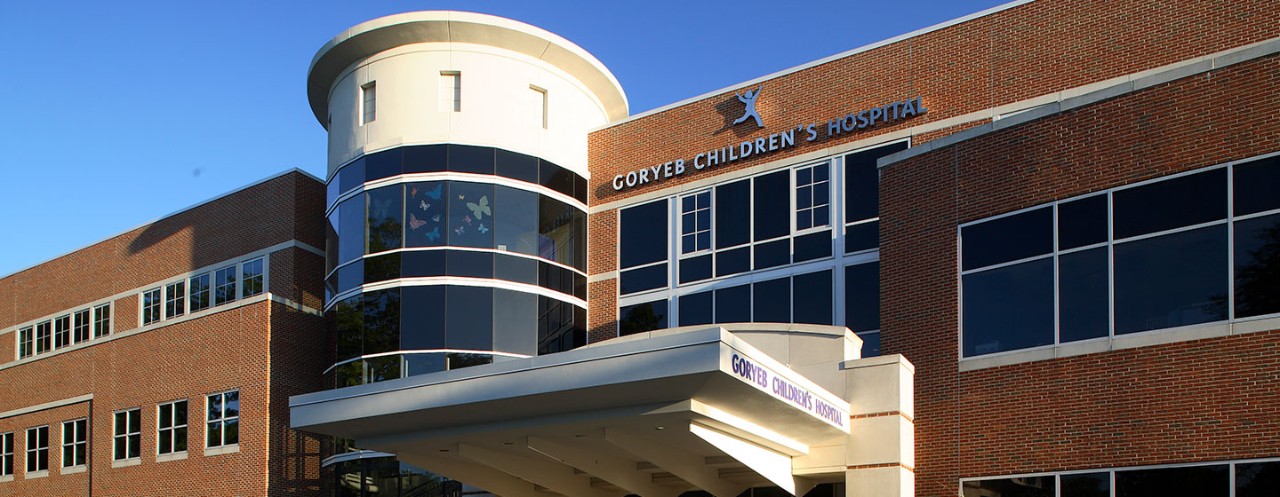 A photo of the facade of Goryeb Children's Hospital.