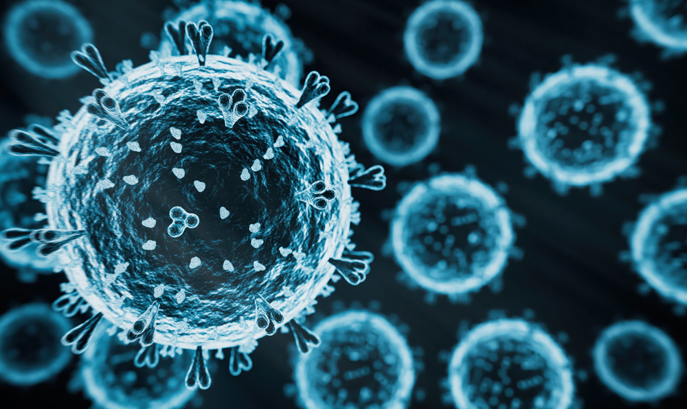 Bird flu virus under microscope.