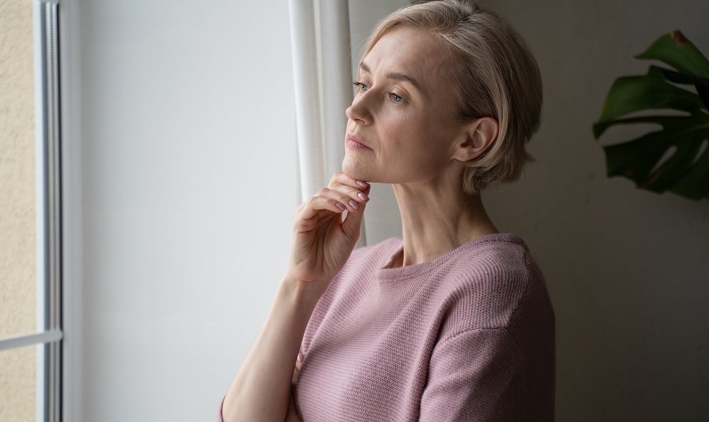A woman pondering