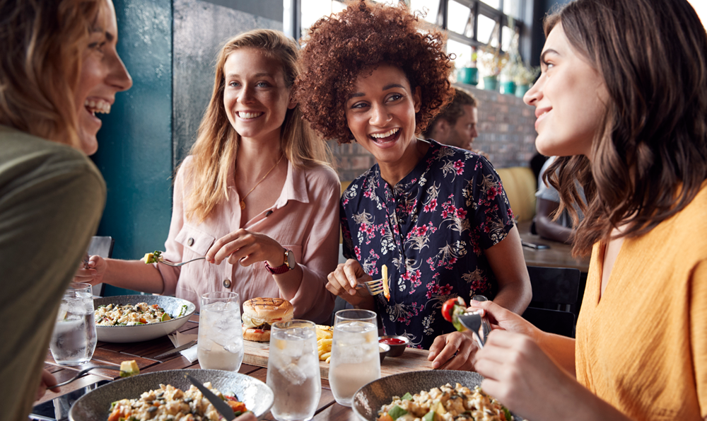 A group of women eating