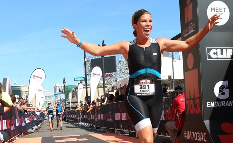 Stacey crosses finish line after spine surgery