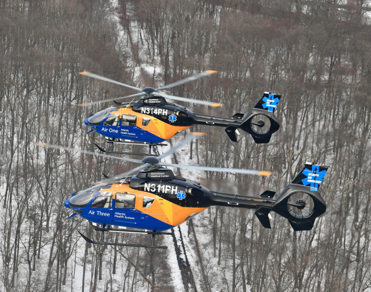 Atlantic Health air ambulance helicopters are pictured. They are now able to perform in-air transfusions.